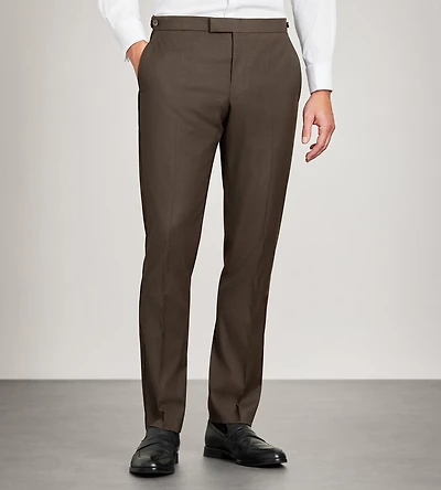 Slim Fit Dark Brown Solid Tuxedo Pants