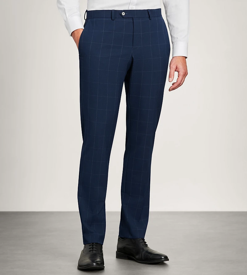 Modern Fit Navy Windowpane Suit Pants