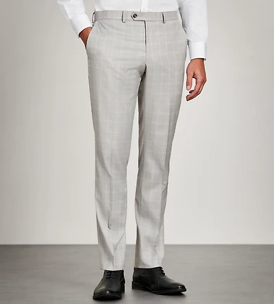 Modern Fit Light Grey Plaid Suit Pants