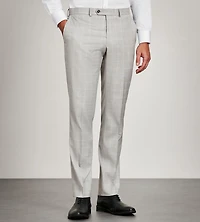 Modern Fit Light Grey Plaid Suit Pants