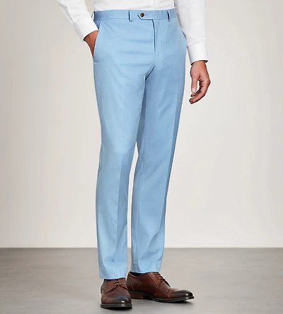 Slim Fit Light Blue Solid Suit Pants