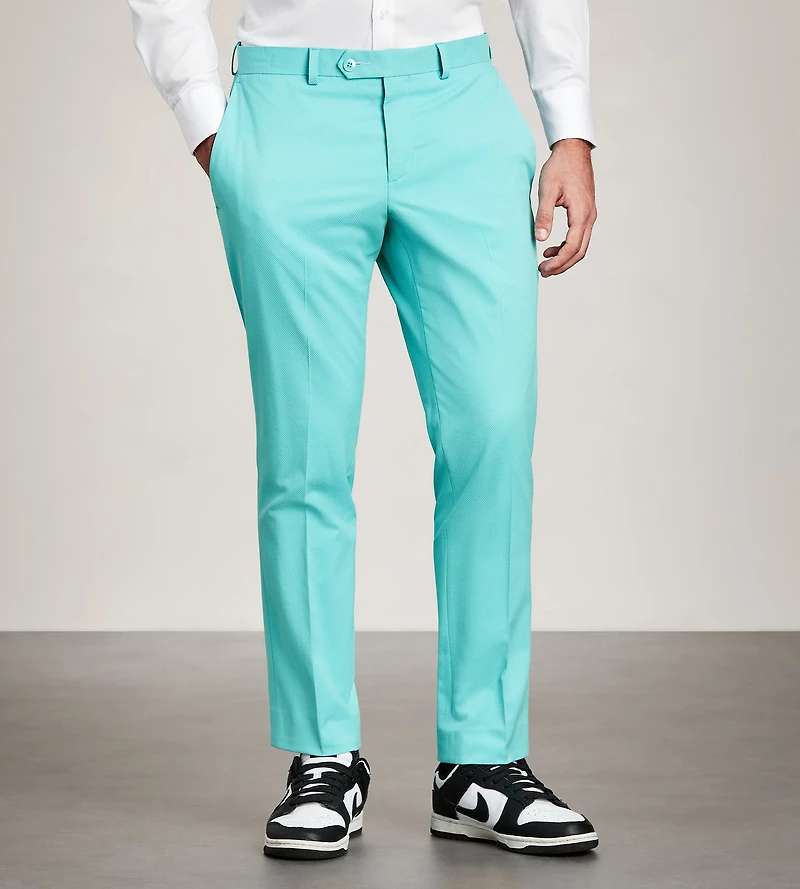 Slim Fit Aqua Solid Suit Pants