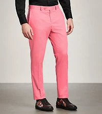 Slim Fit Pink Solid Suit Pants