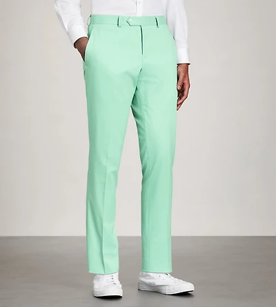 Slim Fit Green Solid Suit Pants