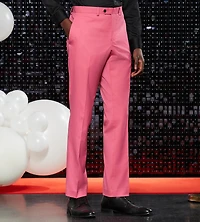 Slim Fit Bright Pink Solid Suit Pants