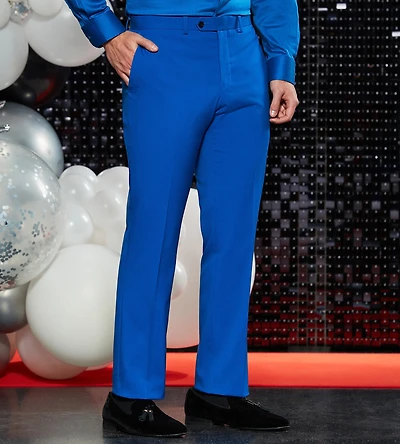 Slim Fit Bright Blue Solid Suit Pants