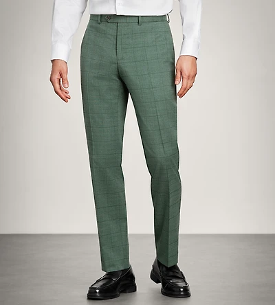 Slim Fit Green Windowpane Suit Pant