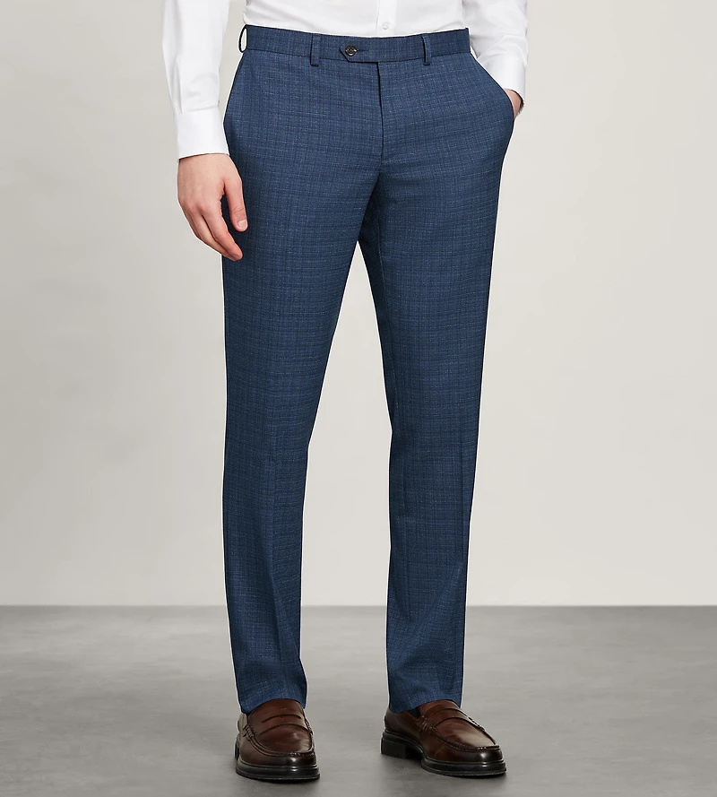 Modern Fit Blue Check Suit Pants