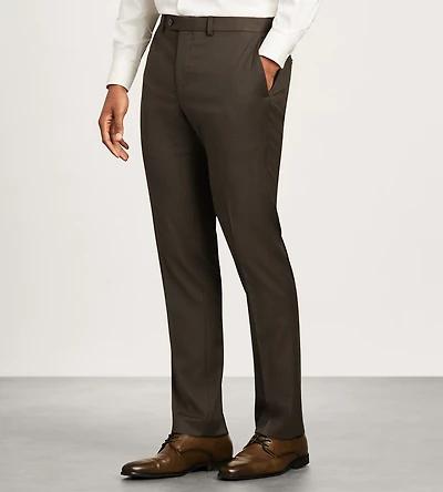 Slim Fit Dark Brown Solid Suit Pants