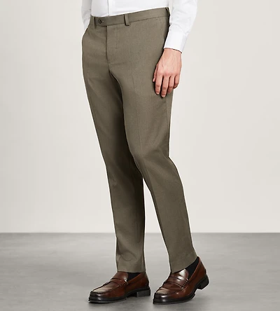 Slim Fit  Brown Solid Suit Pants