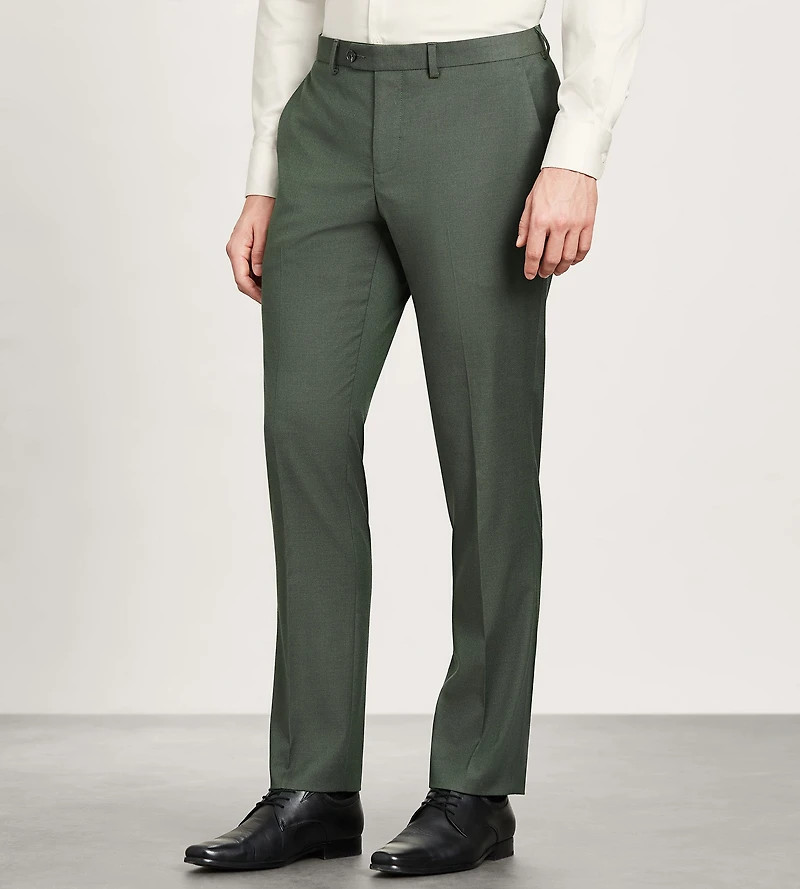 Slim Fit Olive Solid Suit Pants