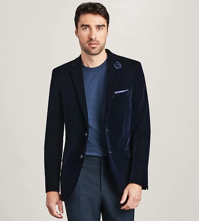 Slim Fit Navy Velvet Tuxedo Jacket