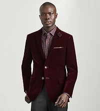 Slim Fit Solid Velvet Jacket