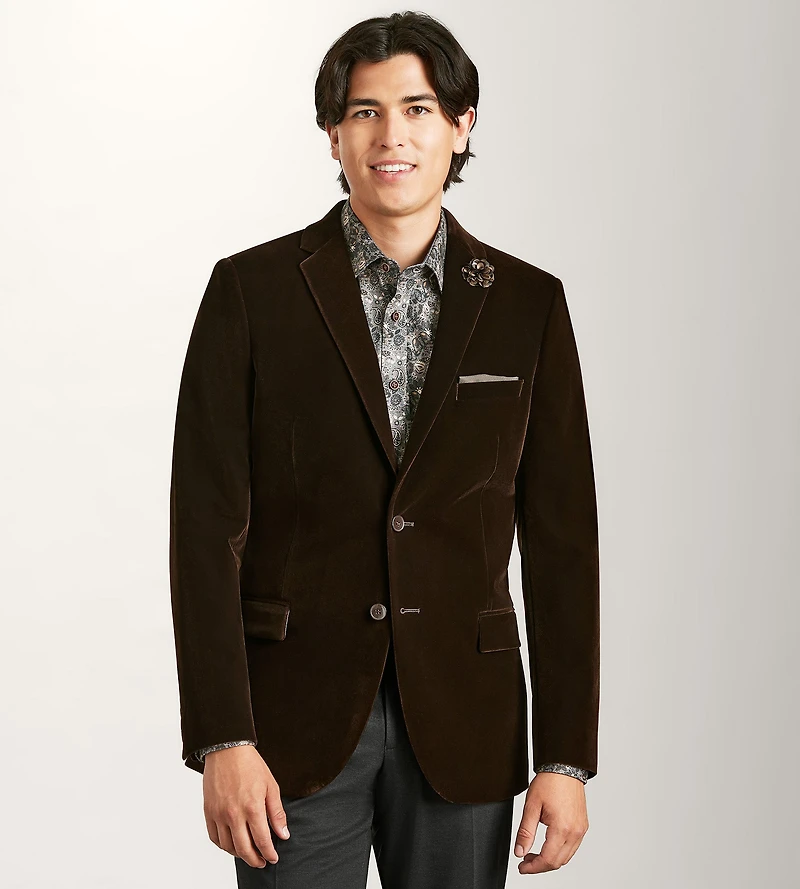 Slim Fit Brown Velvet Tuxedo Jacket