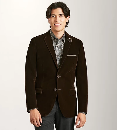 Slim Fit Brown Velvet Tuxedo Jacket
