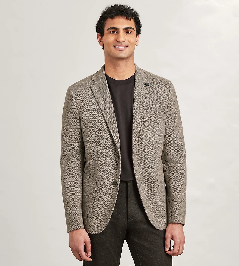 Modern Fit Knit Herringbone Sport Jacket