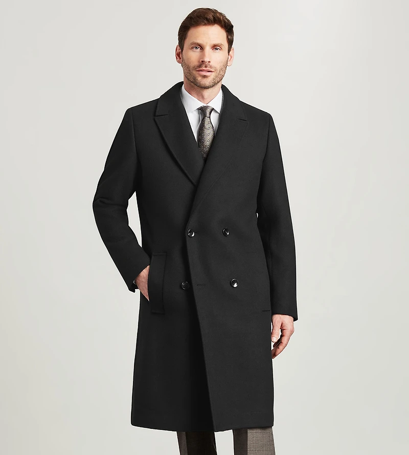 Modern Fit Double Breasted Long Top Coat