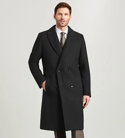 Modern Fit Double Breasted Long Top Coat