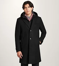 Modern Fit 4-Way Stretch Wool Coat with Removable Hood