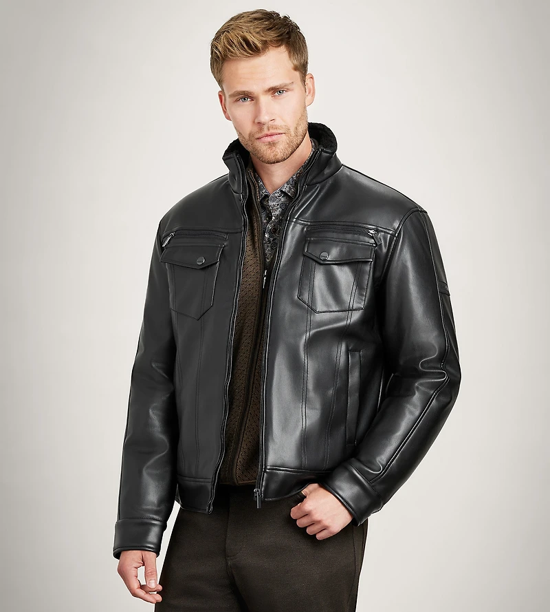 Modern Fit Vegan Leather Jacket