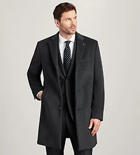 Manteau long en laine déperlant coupe moderne