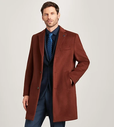Modern Fit Water-Resistant Long Wool Coat