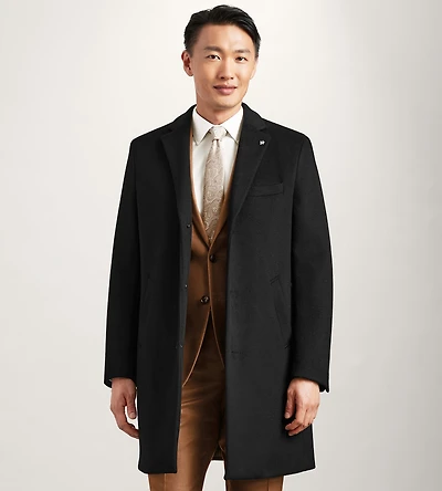 Modern Fit Water-Resistant Long Wool Coat