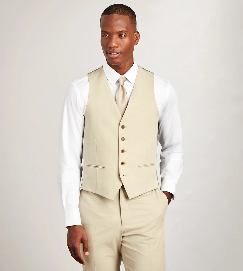 Modern Fit 360° Stretch Tan Suit Separate Vest