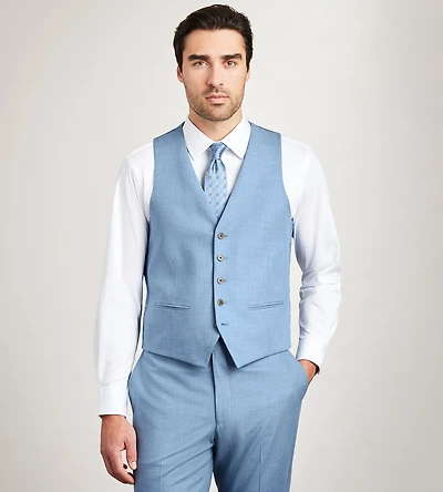 Modern Fit 360° Stretch Oxford Blue Suit Separate Vest