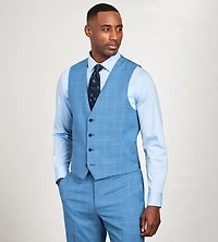 Modern Fit Blue Plaid Suit Vest