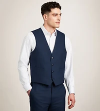 Slim Fit Blue Check Suit Vest