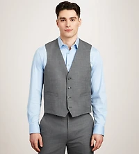 Slim Fit Light Grey Plaid Suit Vest