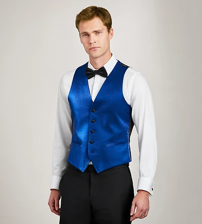 Cobalt Solid Tuxedo Vest