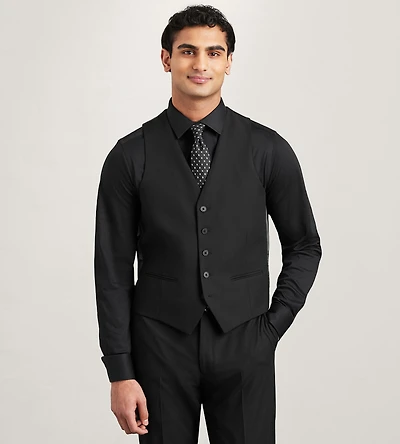 Modern Fit 360° Stretch Black Suit Separate Vest