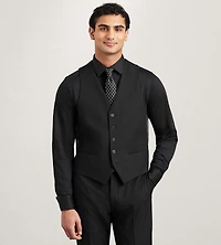 Modern Fit 360° Stretch Black Suit Separate Vest