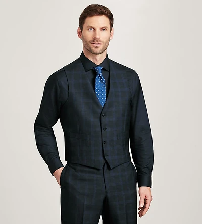 Modern Fit Navy Plaid Suit Vest