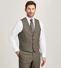 Modern Fit Brown Plaid Suit Vest