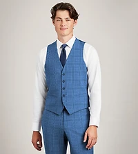Blue Plaid Suit Vest