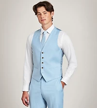 Light Blue Solid Suit Vest