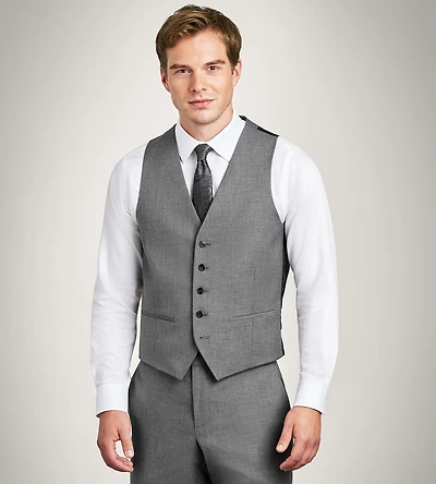 Grey Solid Suit Vest