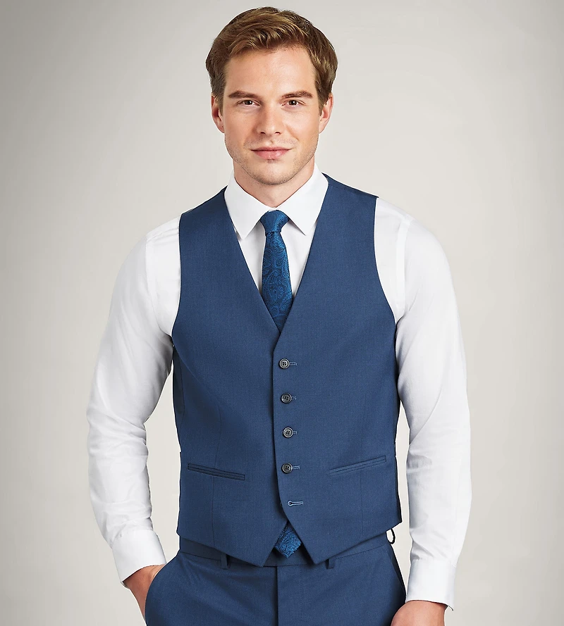 Indigo Solid Suit Vest