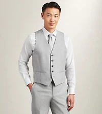 Light Grey Solid Suit Vest
