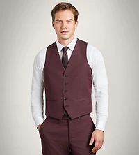 Burgundy Solid Suit Vest