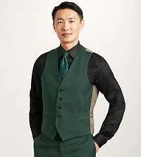 Dark Green Solid Suit Vest