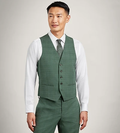 Green Windowpane Suit Vest