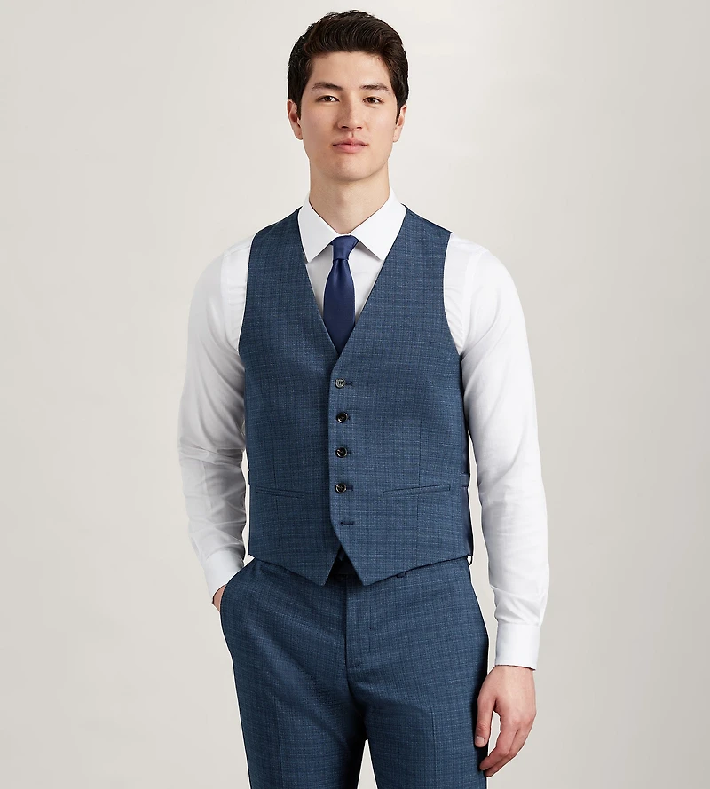 Blue Check Suit Vest
