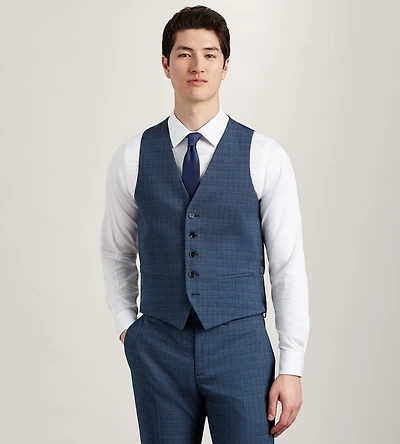 Blue Check Suit Vest