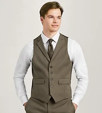 Brown Solid Suit Vest