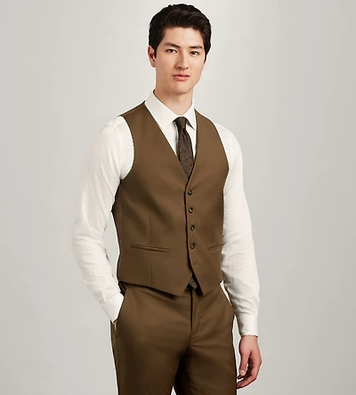 Caramel Solid Suit Vest