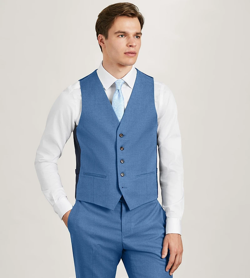 Denim Solid Suit Vest